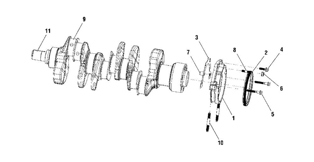 Engine Service Parts - Crankshaft Diagram and Parts List for 076138-00  Briggs and Stratton Generator